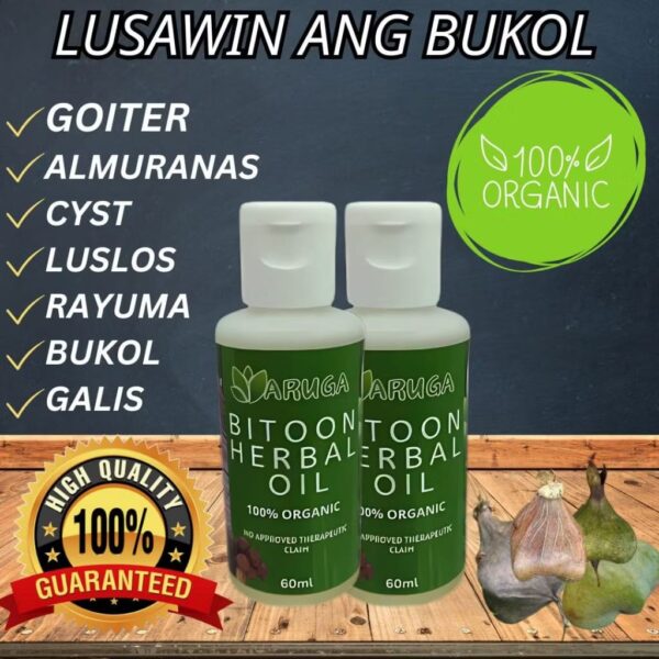 Bitoon Herbal Oil bottle – natural remedy for bukol, pamamaga, and skin irritation, made with traditional Filipino herbal ingredients.