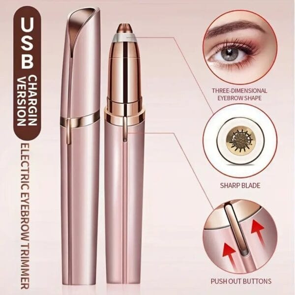 Electric Eyebrow Trimmer for Women & Men– Painless, Precision Hair Remover with LED Light – Rechargeable Eyebrow Shaping Tool for Smooth Grooming - Image 2